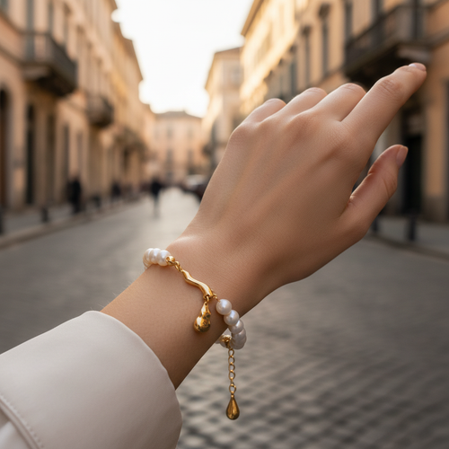 Bracciale Perla Goccia Preziosa - Dourada
