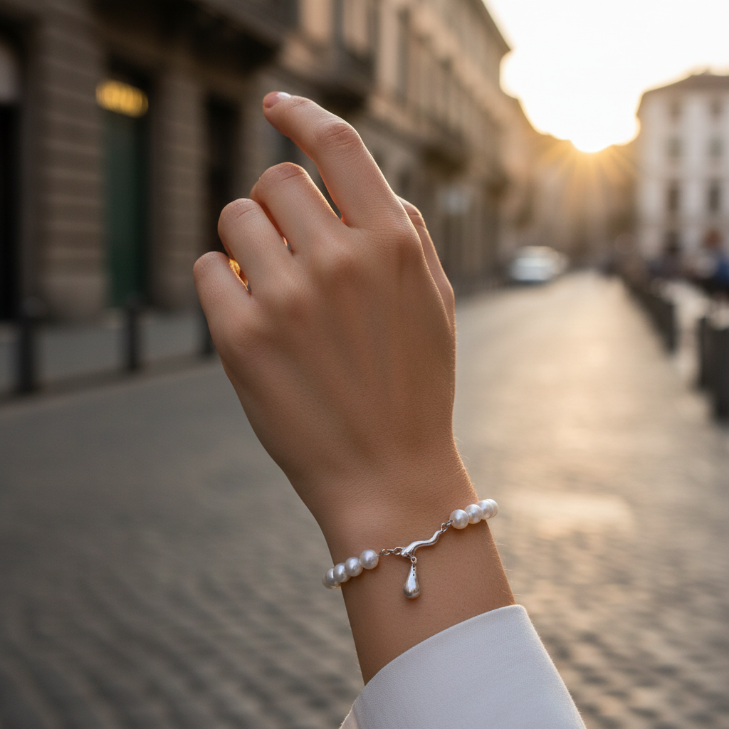 Bracciale Perla Goccia Preziosa - Prata