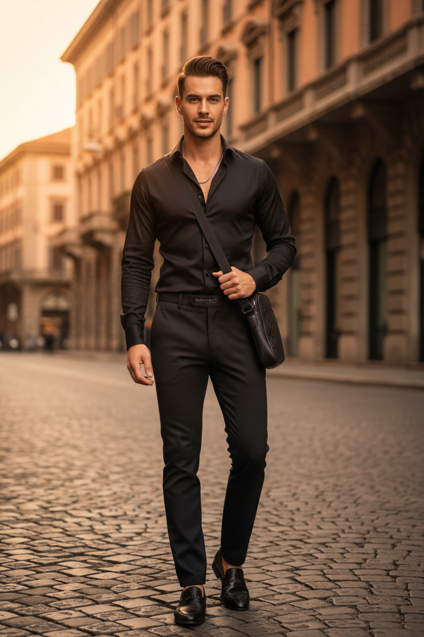 Camicia Romano Slim Fit - Preta