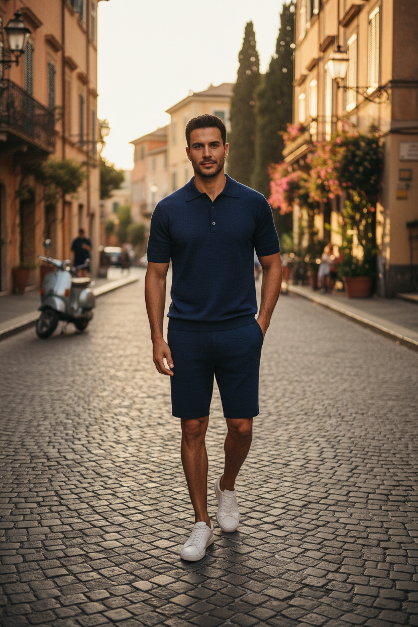 Completo Polo e Shorts — Navy Blue