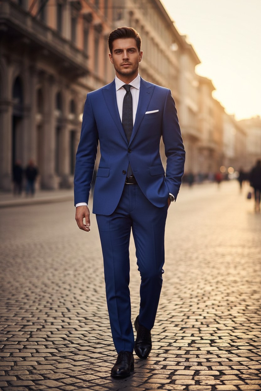Completo Uomo Business Slim Raffinato - Azul Royal - Milão